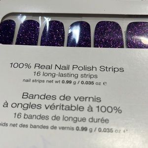 Purple glitter nail polish strips